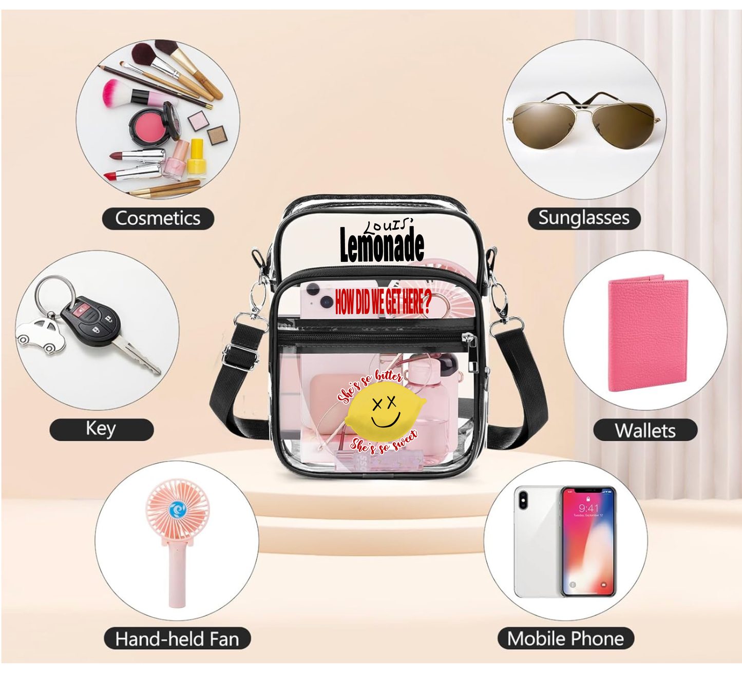 Clear Concert Crossbody Bag – Lemon Aesthetic Edition
