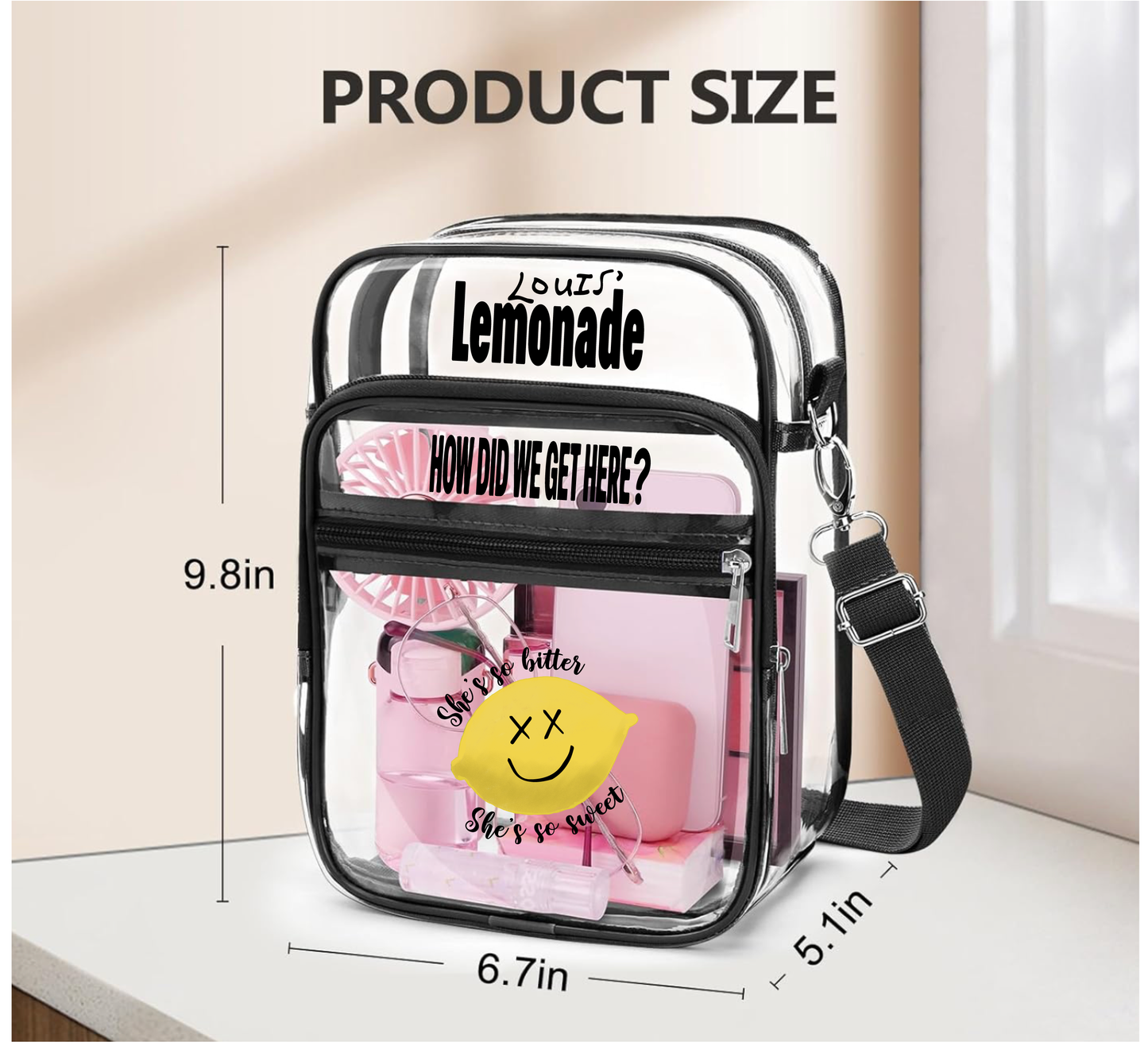 Clear Concert Crossbody Bag – Lemon Aesthetic Edition