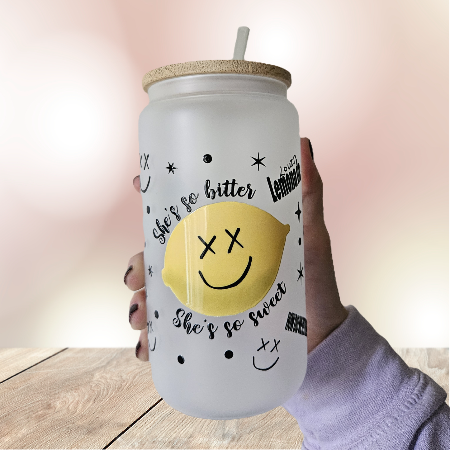 Frosted Glass Cup 16oz – Tour Vibe Collection, Lemonade Aesthetic